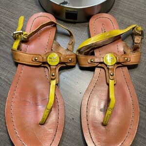 Coach Tan and Yellow Sandals